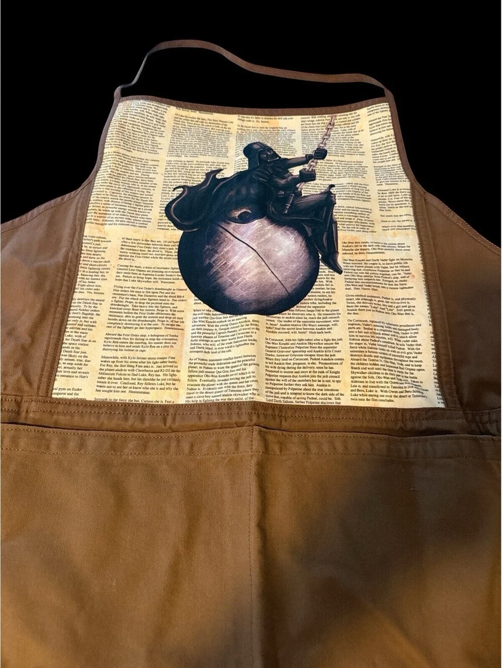 Star Wars Darth Vader Bib Apron Brown/Beige/Black Graphic Print Pockets